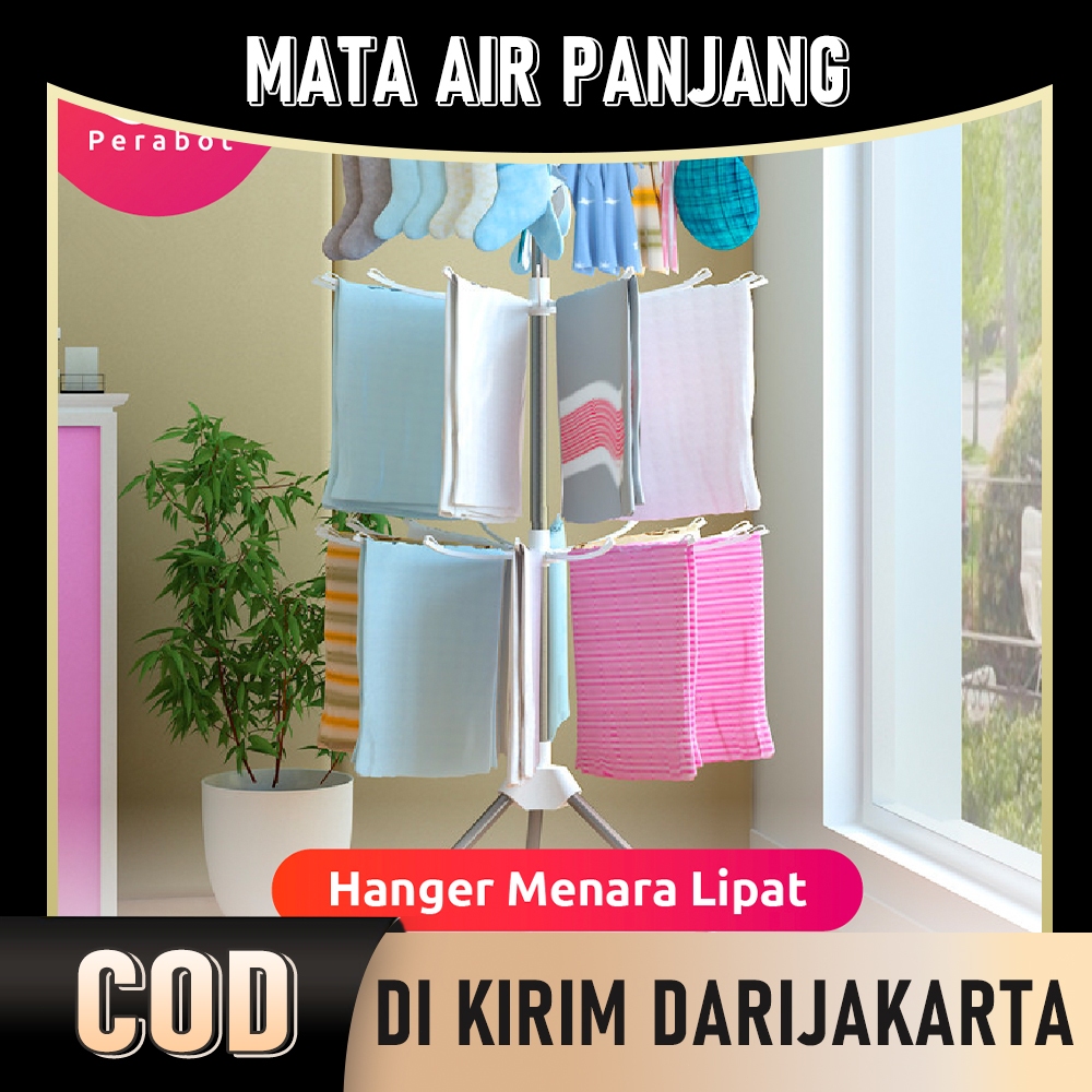 Jual Jemuran Menara Hanger Baju Lipat Model Tiang Susun Gantungan