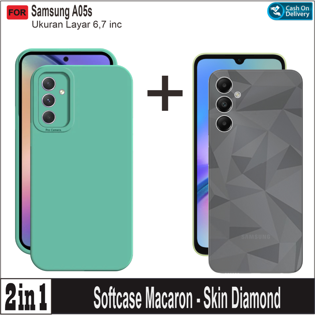 Jual Soft Case Samsung A05 A05s Paket 2in1 Casing Macaron Liquid Free