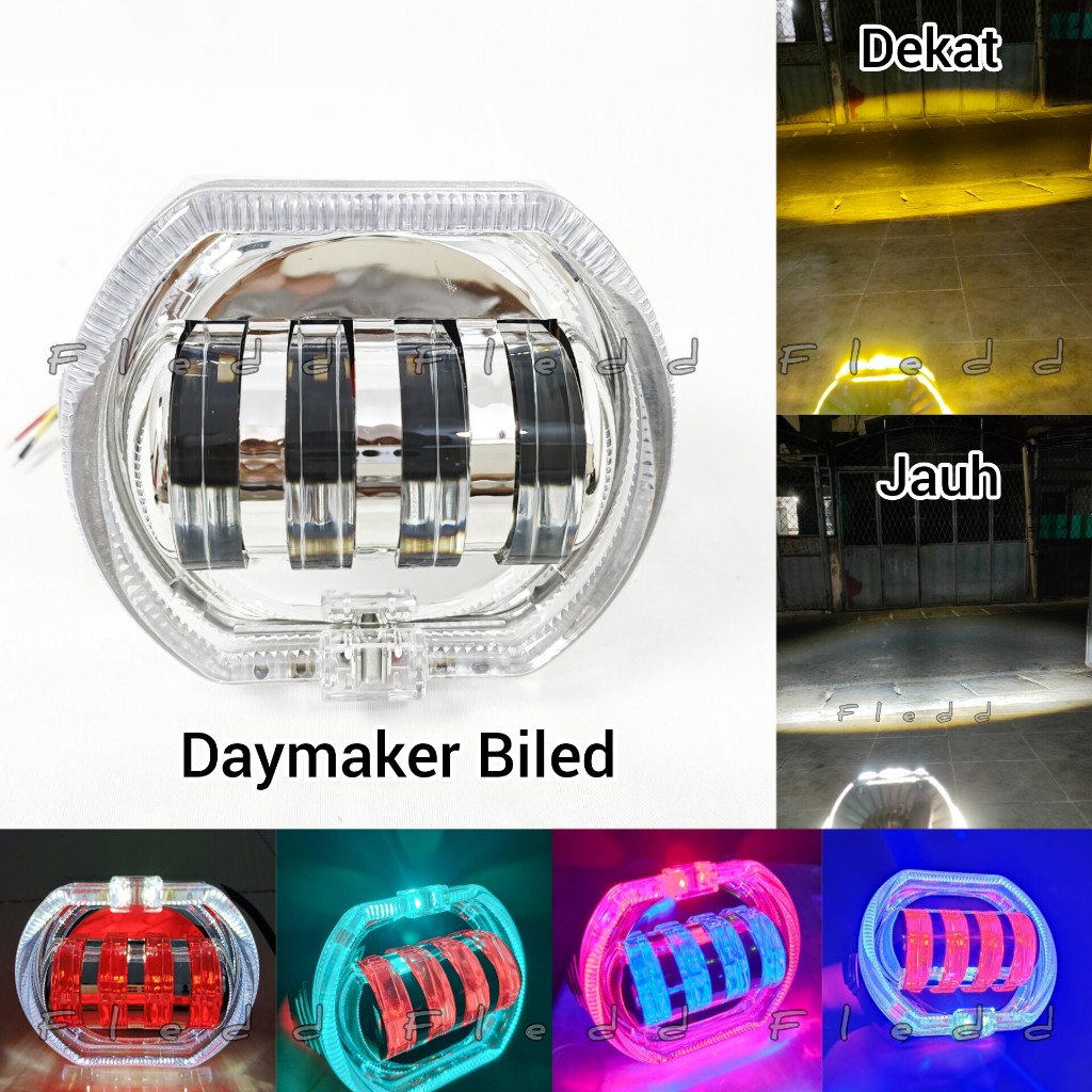 Jual Lampu Tembak LED Daymaker Biled Shroud 8D 4 Lensa Original Super