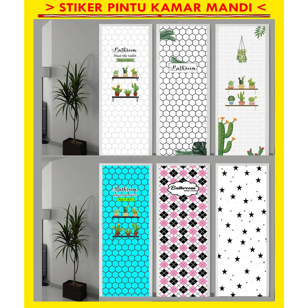 Jual Stiker Pintu Kamar Mandi Toilet Wc Motif Monstera Cactus