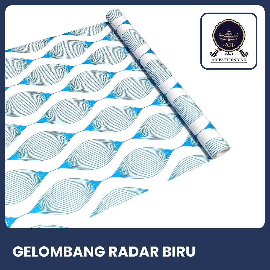 Jual Wallpaper Stiker Dinding Motif Gelombang Radar Biru Ukuran 45 Cm X