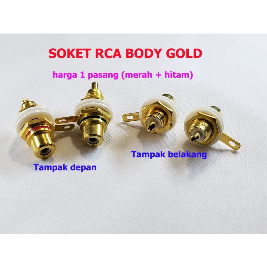 Jual Soket Rca Female Body Chassis Gold Pasang Konektor Rca Female