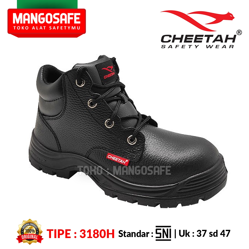 Jual Sepatu Safety Cheetah 3180H Hitam Safety Boots 3180 H Semi Boot