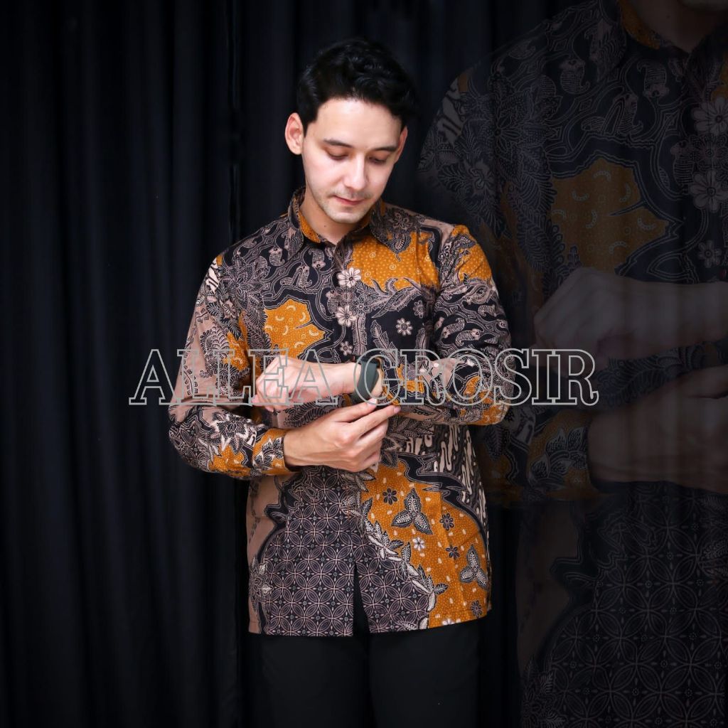 Jual Kemeja Batik Pria Lengan Panjang Casual Motif Sekar Jagad02 Batik