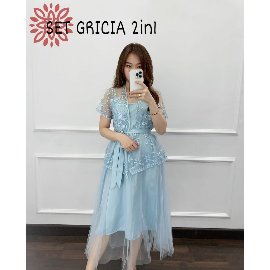 Jual DRESS BRUKAT NATAL EDISI WARNA BIRU DRESS CHRISTMAS SKYBLUE GAUN