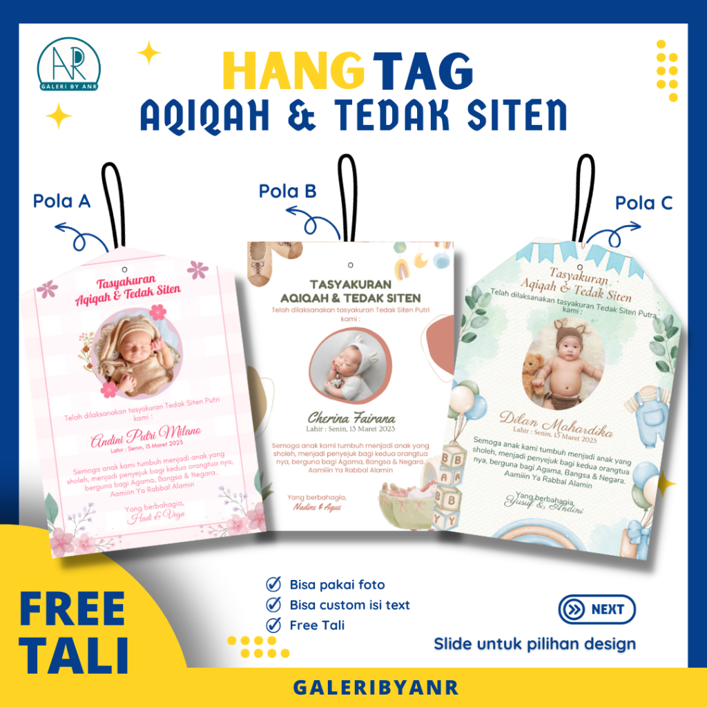 Jual Anr Hangtag Aqiqah Tedak Siten Custom Hang Tag Souvenir Tedak