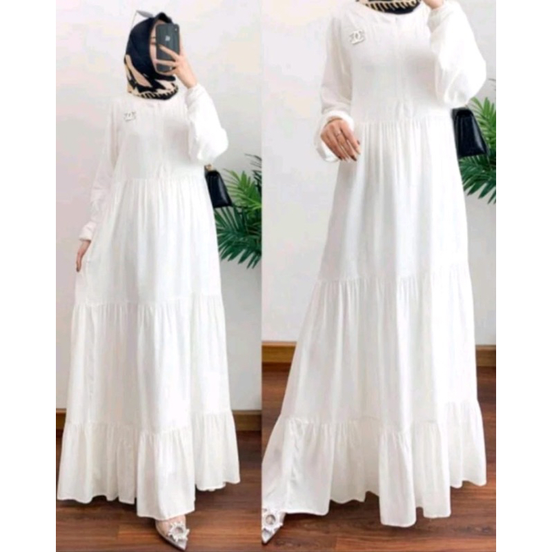 Jual Promo Gamis Rempel Tiga Susun Poly Airflow Terlaris 2024 Gamis