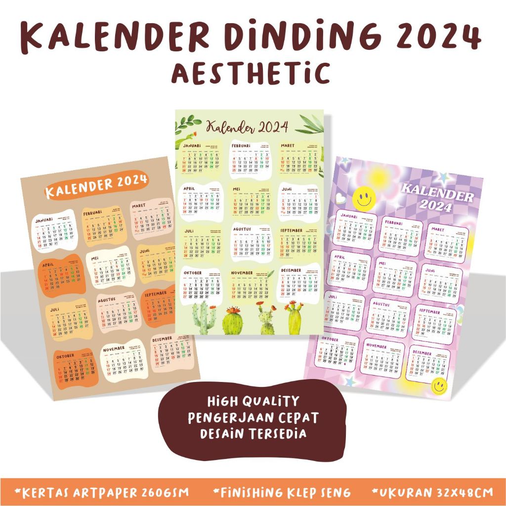 Jual KALENDER DINDING 2023 2024 1 LEMBAR 12 BULAN KLEP