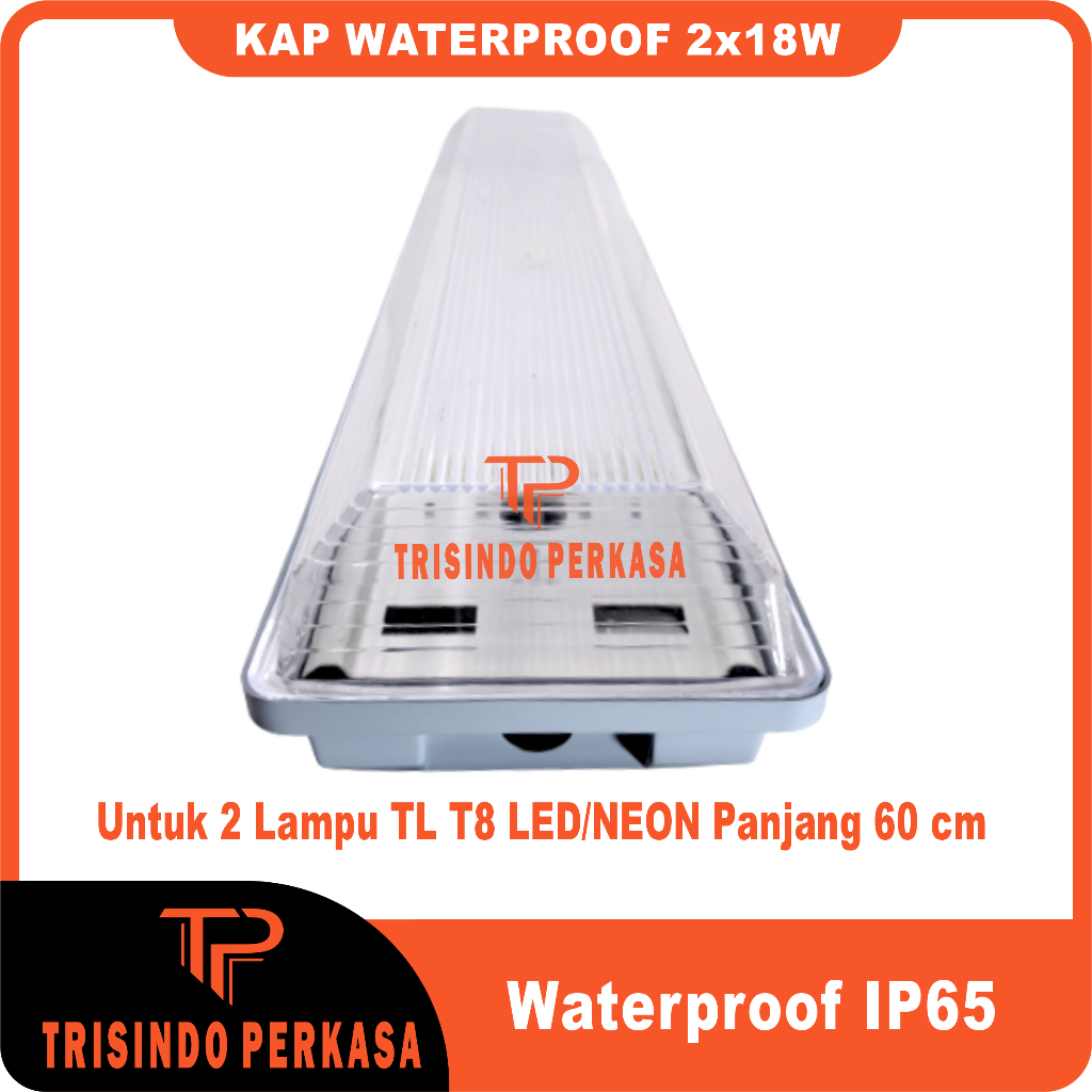 Jual Kap TL T8 LED 2x18 Waterproof IP65 60cm Rumah Lampu T8 TL LED