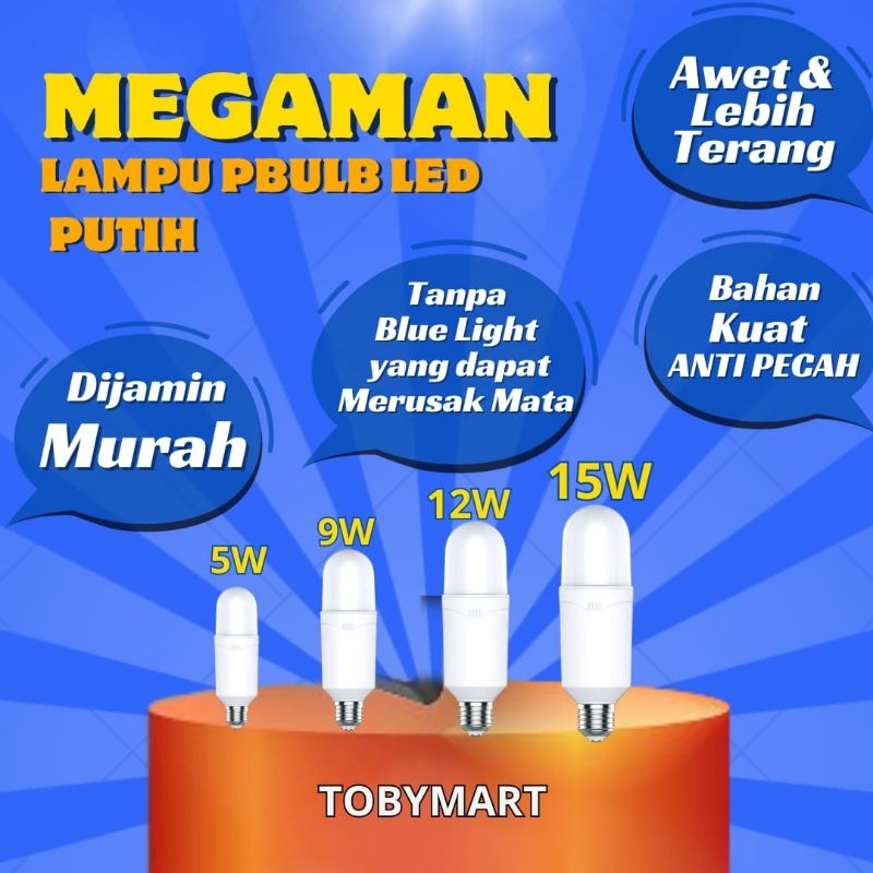 Jual Lampu LED Megaman Stick PBulb Bohlam Putih 5W 9W 12W 15W Shopee