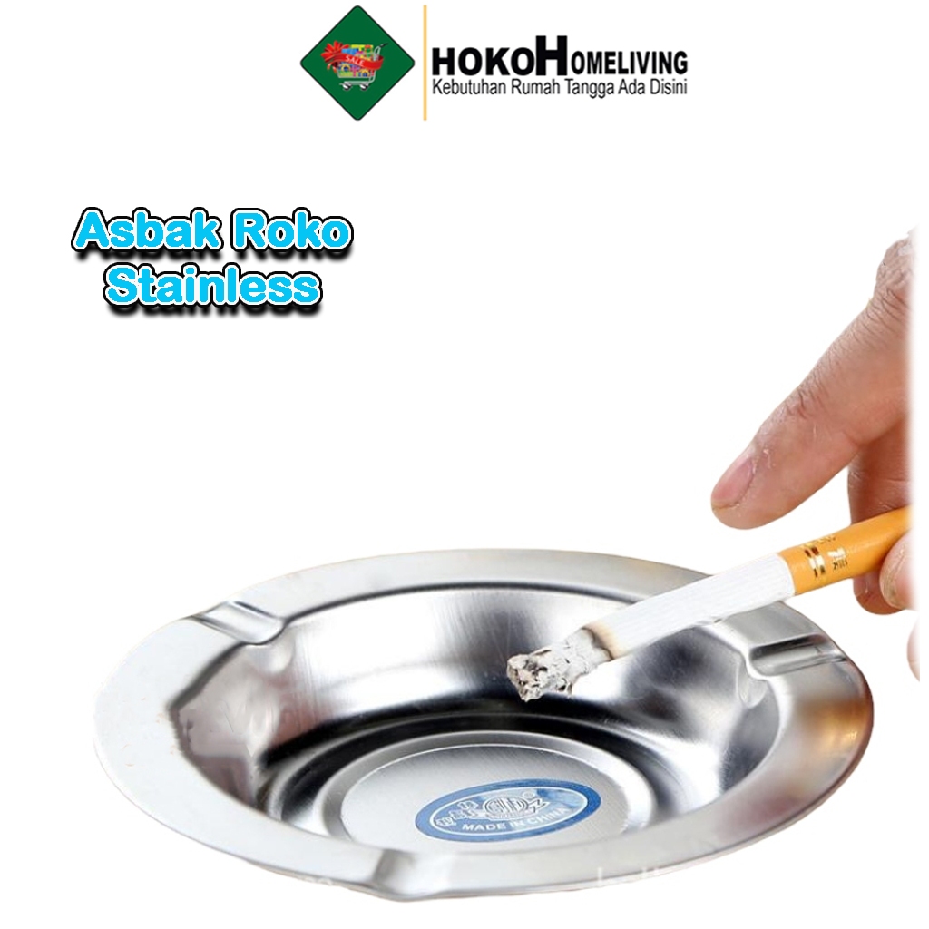 Jual HOKO ASBAK ROKOK STAINLESS STEEL ASBAK SENG BULAT TEMPAT ASBAK