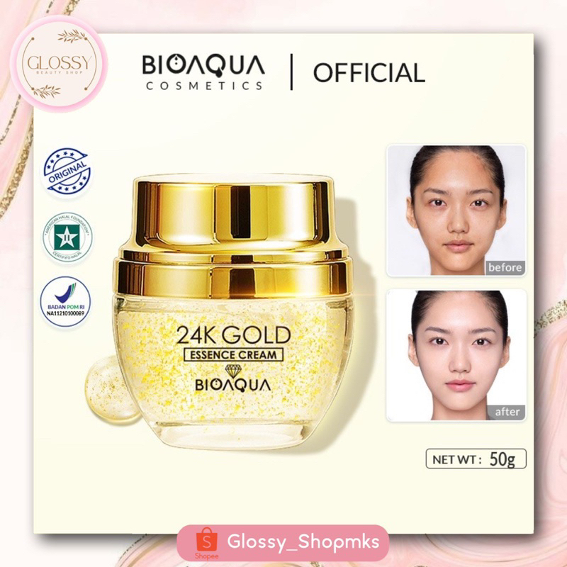 Jual BIOAQUA 24K Gold Skin Brightening Essence Cream Wajah Original