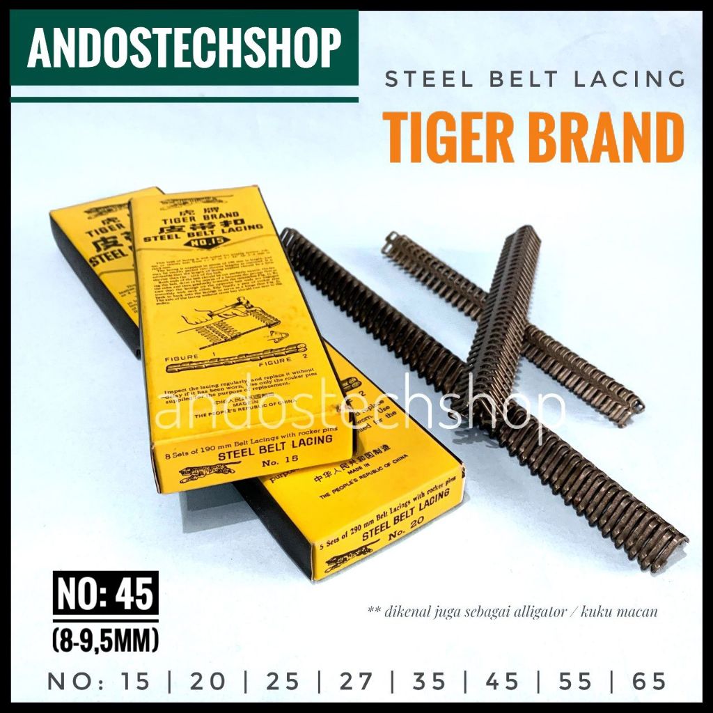 Jual Steel Belt Lacing No 45 U Tiger Brand Kuku Macan Alligator