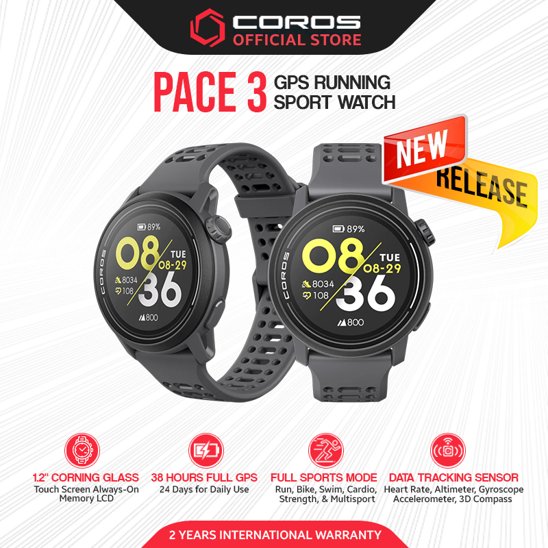 Jual Coros Pace Gps Running Sport Watch Silicone Black Shopee Indonesia