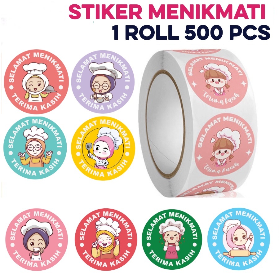 Jual Stiker Pcs Terima Kasih Selamat Menikmati Sticker Bulat Roll