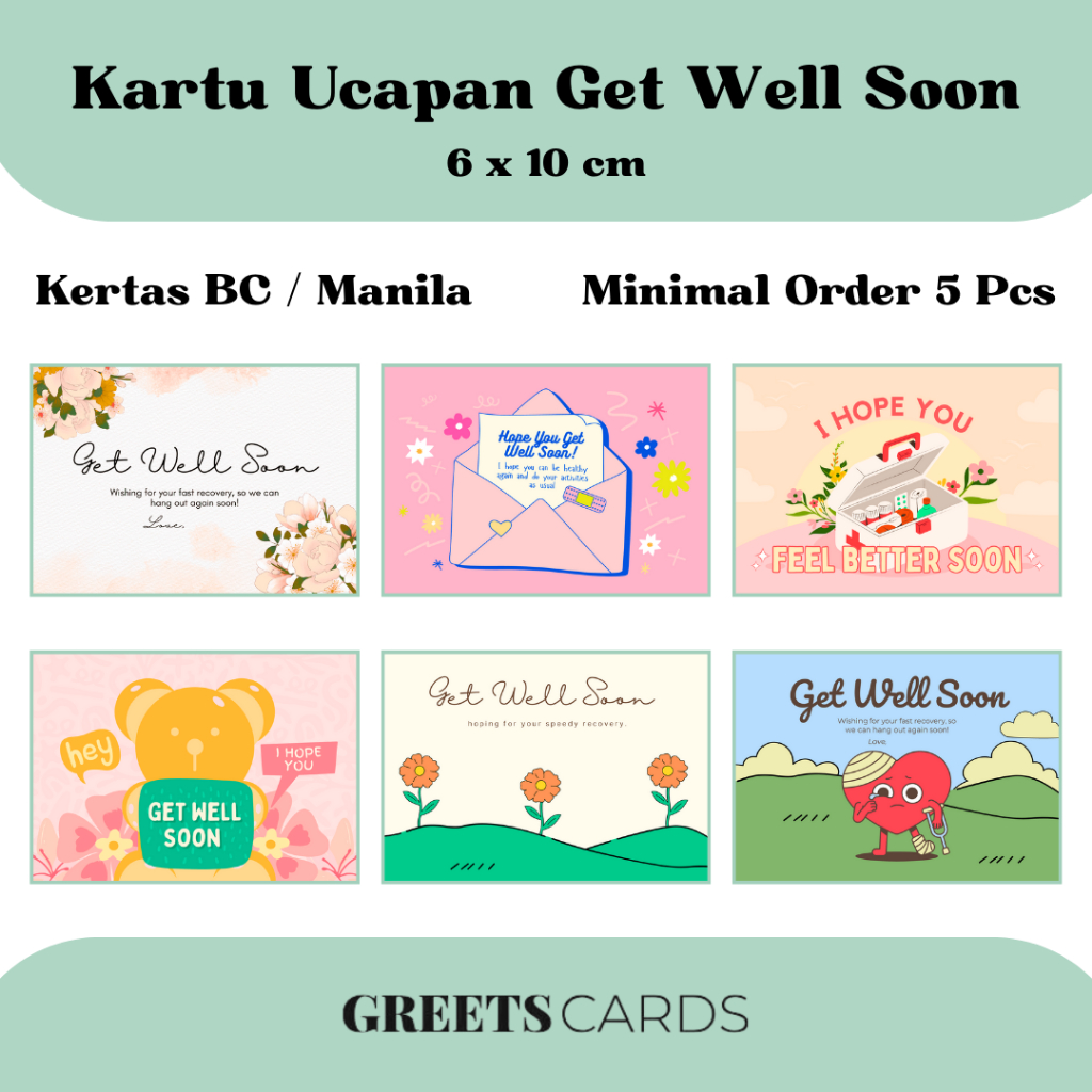 Jual Greeting Card Get Well Soon BC Manila Paper Kartu Ucapan Lekas