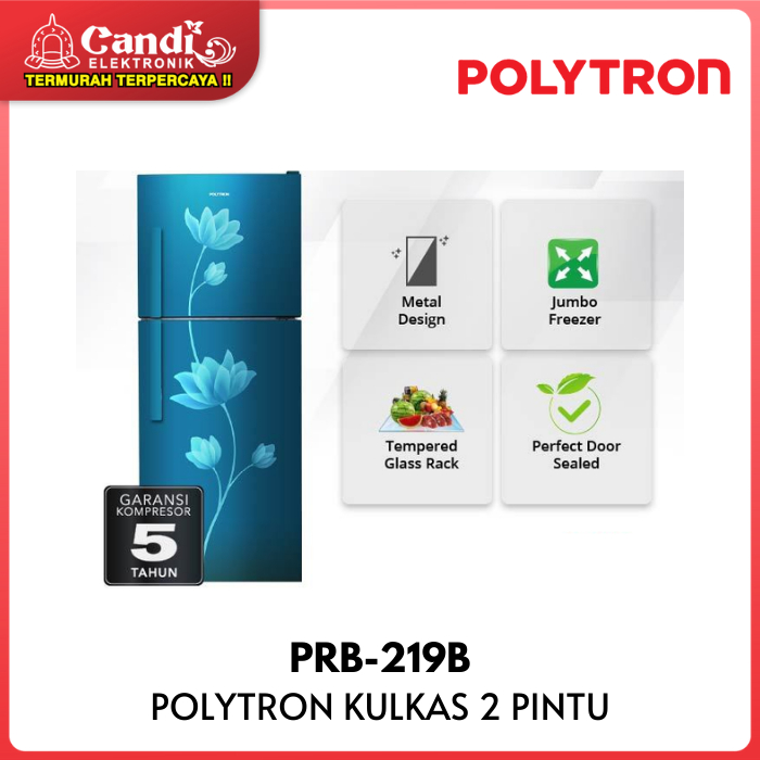 Jual POLYTRON Kulkas 2 Pintu 210 Liter PRB 219B Metal Door Shopee