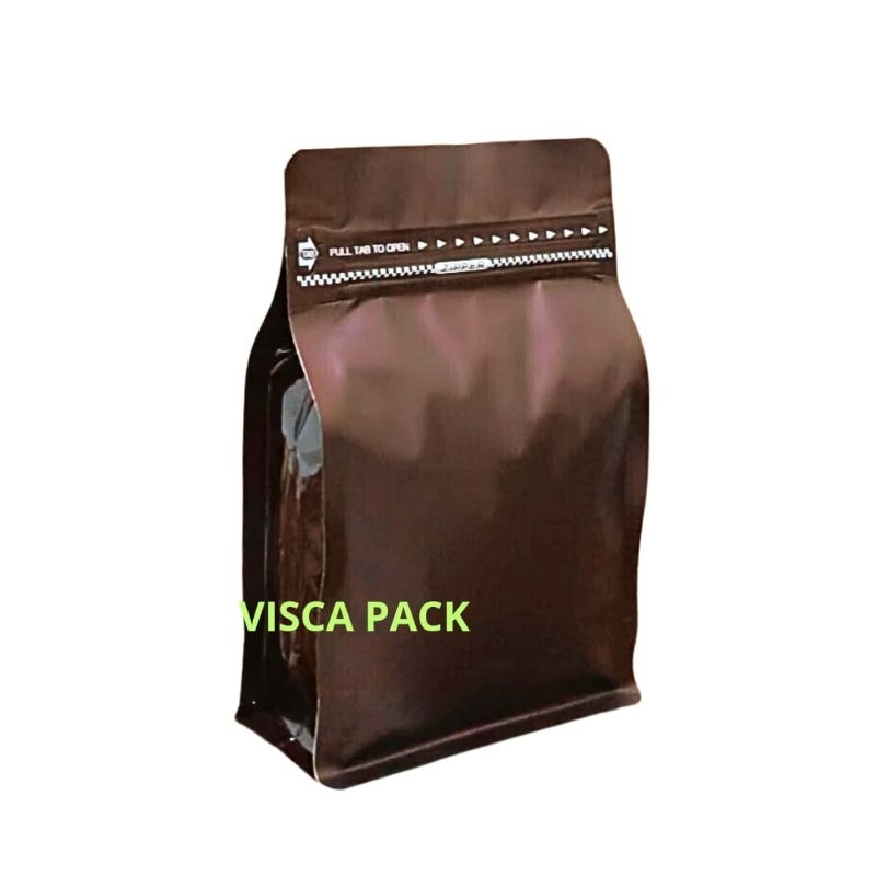 Jual Kemasan Kopi 250 Gram Flat Bottom Dengan Ziplock Premium Super P