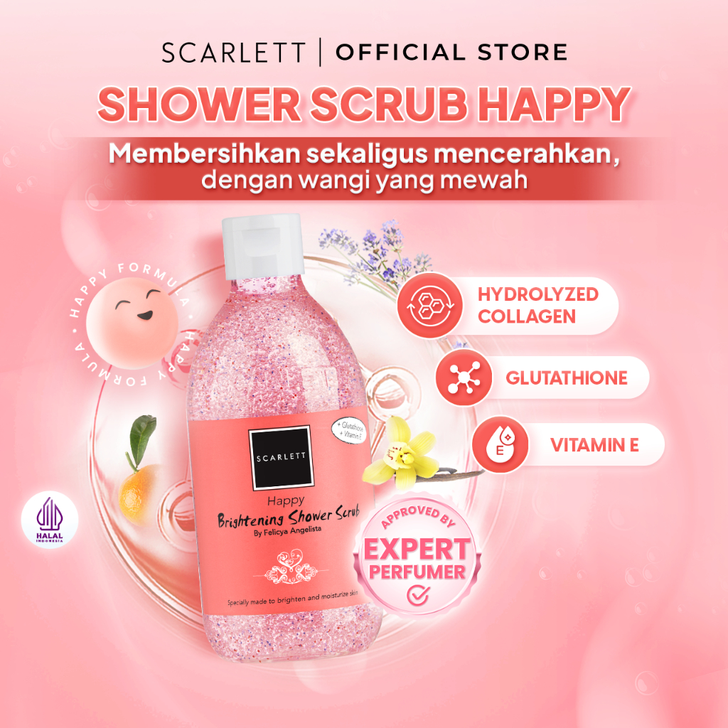 Jual Scarlett Whitening Happy Brightening Shower Scrub Sabun Mandi