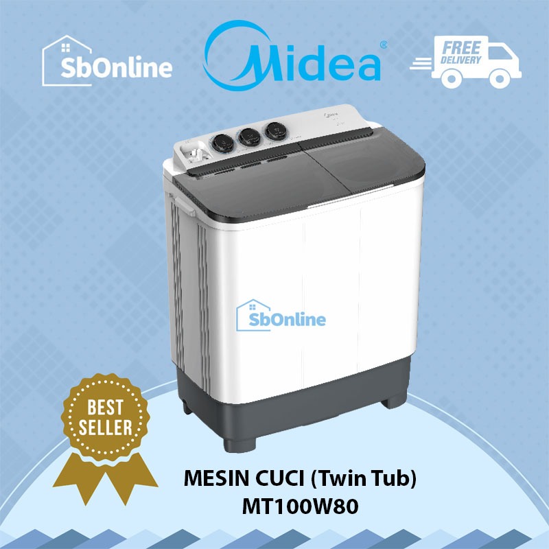 Jual Midea Mesin Cuci 2 Tabung Twin Tub Kapasitas 8 Kg Model MT100W80