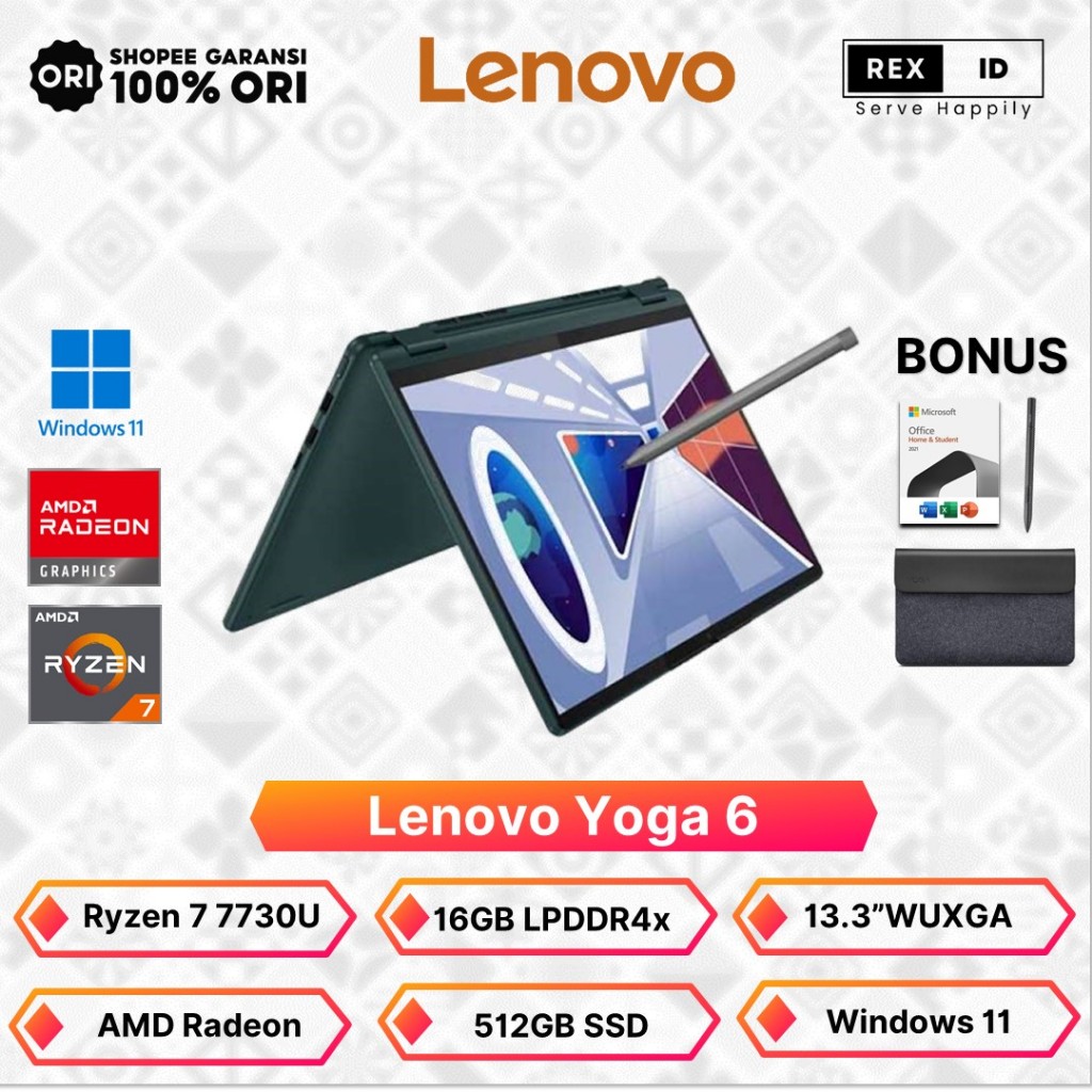 Jual Lenovo Yoga 6 13ABR8 Touch Ryzen 7 7730U 16GB 512GB 13 3 WUXGA 100