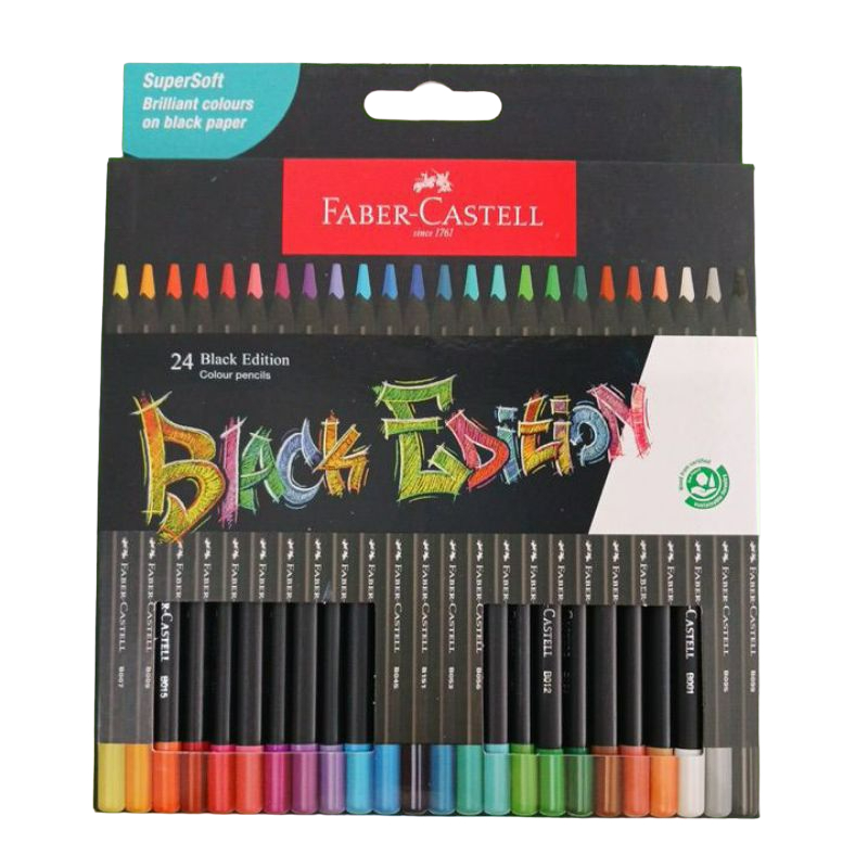 Jual PENSIL WARNA FABER CASTELL BLACK EDITION 24 PANJANG Shopee Indonesia