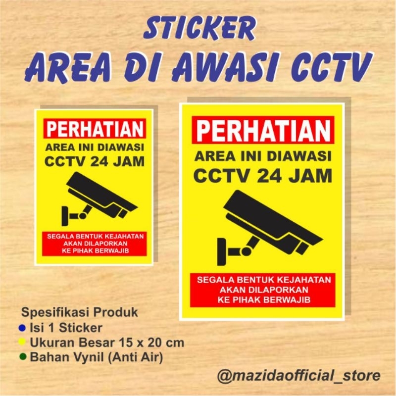 Jual Sticker Area Ini Diawasi Cctv Jam Ukuran Besar Anti Air Vynil