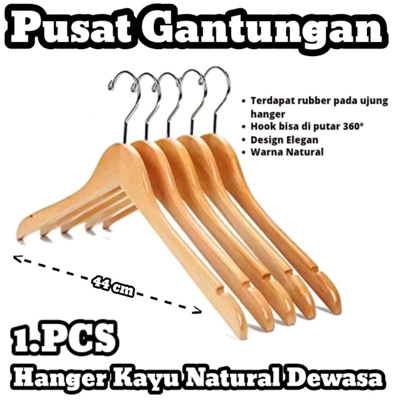 Jual Hanger Kayu Dewasa Wood Natural 1 Pcs Shopee Indonesia