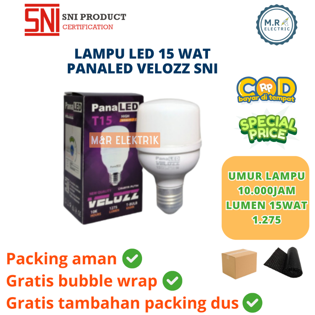 Jual Lampu Led Panaled Velozz T Bulb Watt Cahaya Putih Murah