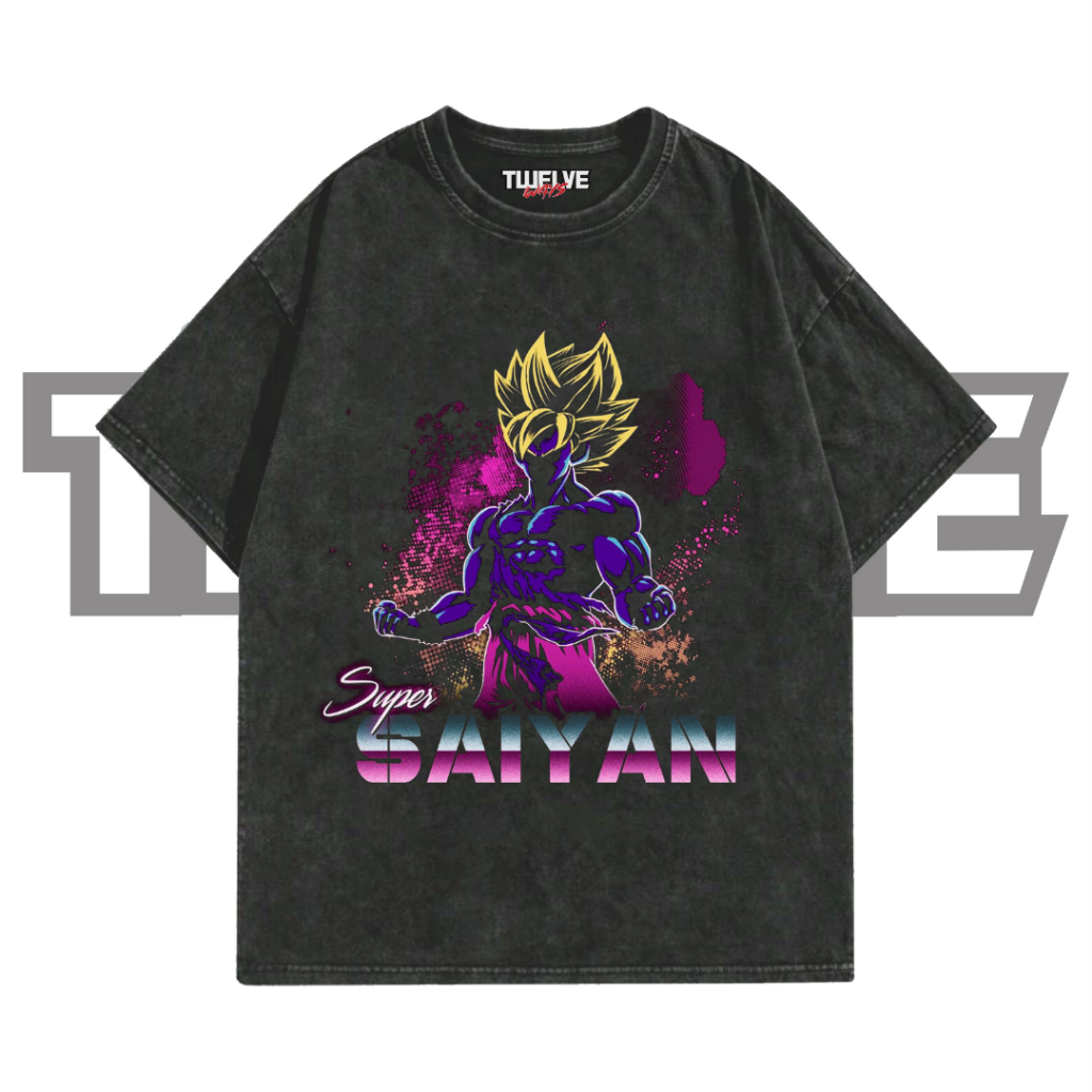 Jual GOKU SUPER SAIYAN DRAGONBALL ANIME Oversize T Shirt Wash Hitam