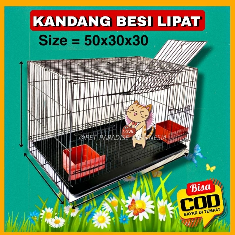 Jual PPI Kandang Besi Lipat Tingkat Uk 60x45x50 Anti Karat Kandang