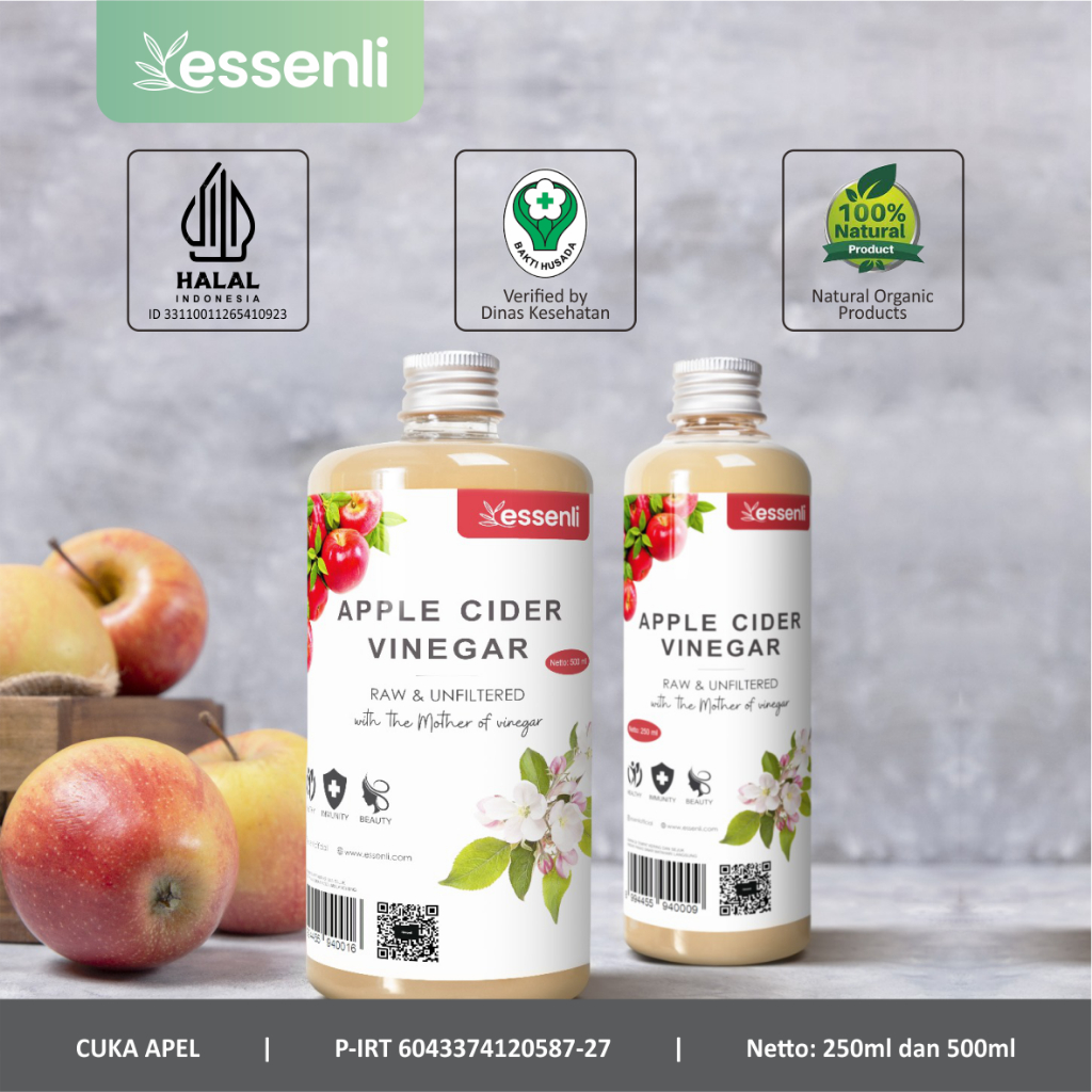 Jual Essenli Cuka Apel With Mother Apple Cider Vinegar Shopee Indonesia