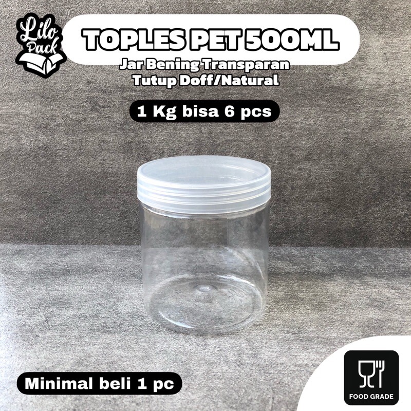 Jual ECER Min 1 Pc Toples Jar Silinder Plastik Bening PET 500ml