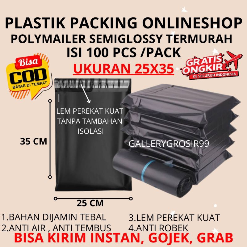 Jual PLASTIK PACKING POLYMAILER TEBAL KUAT UK 25X35 ISI 100 PCS PACK