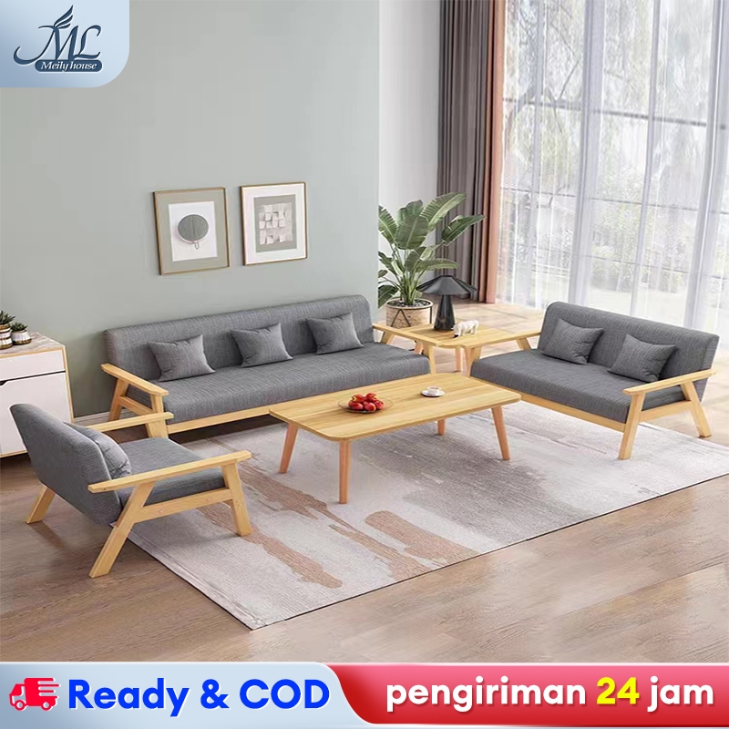 Jual Sofabad 3 2 1 Seater Kayu Solid Minimalis Modern Ruang Tamu Sofa