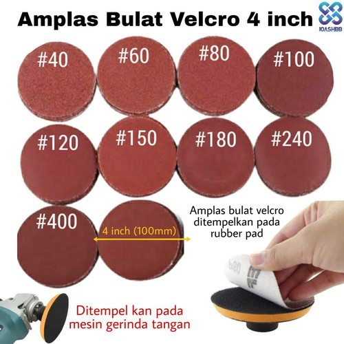 Jual Amplas Bulat Velcro 4 10cm Isi 100 Bh Amplas Tempel 4