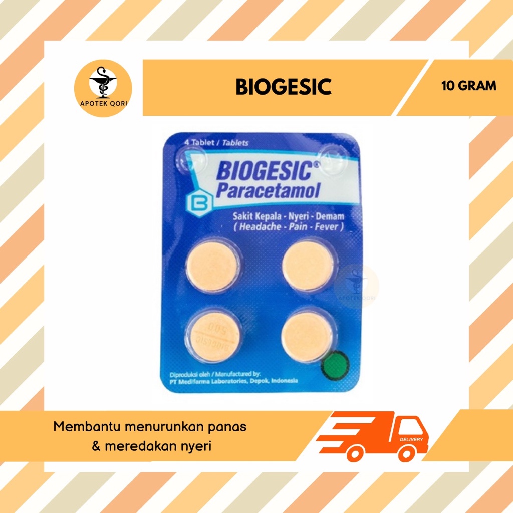 Jual BIOGESIC STRIP 4 TABLET PARACETAMOL 500 MG PENURUN DEMAM PEREDA