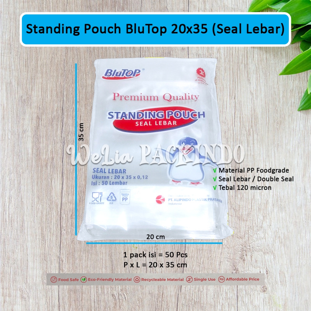 Jual Plastik Standing Pouch Blutop X Cm Seal Lebar Stp Bening