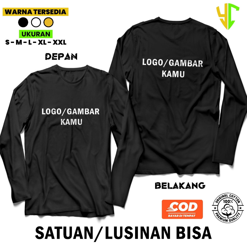 Jual T Shirt Kaos Lengan Panjang Satuan Lusinan Custom Bisa Request