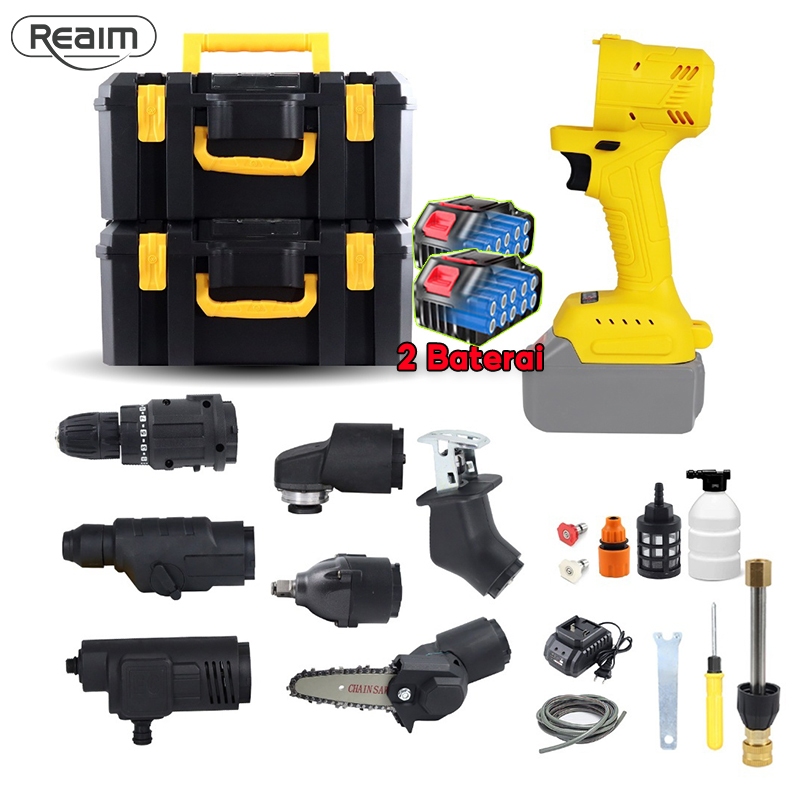 Jual Reaim Brushless Gerinda Baterai Cordless Multifunctional Tool Set