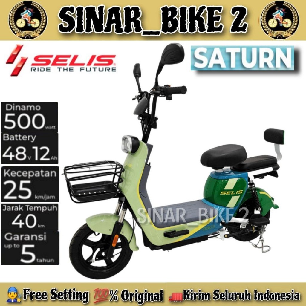 Jual Sepeda Listrik SELIS SATURN 500 Watt Electric E Bike 48V 12 Ah