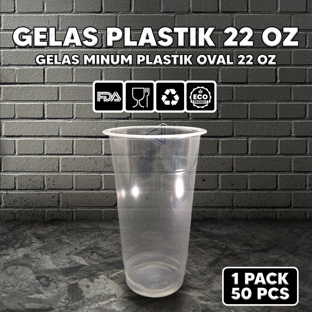 Jual GELAS PLASTIK DATAR 22OZ CUP DATAR 22OZ GELAS PLASTIK TEBAL