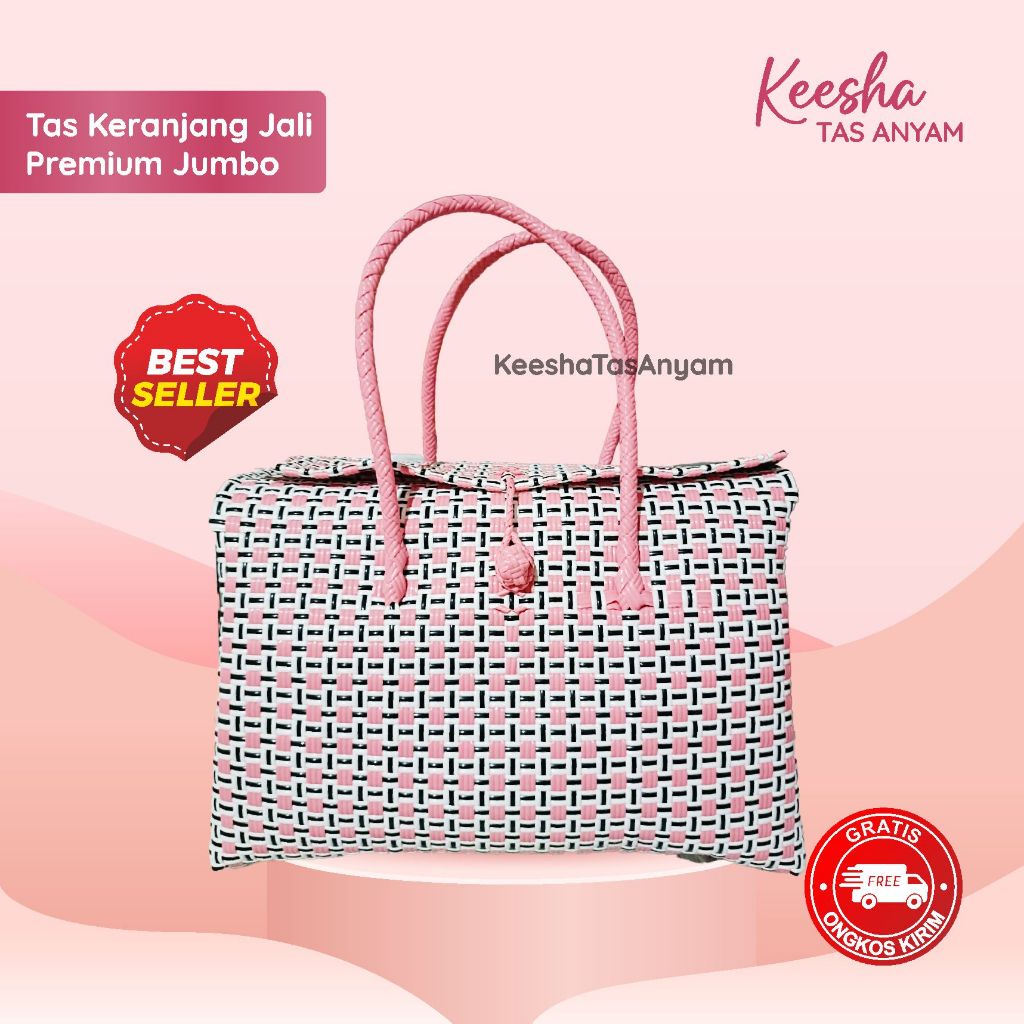 Jual Shopping Bag Tas Anyaman Plastik Keranjang Belanja Jali Premium