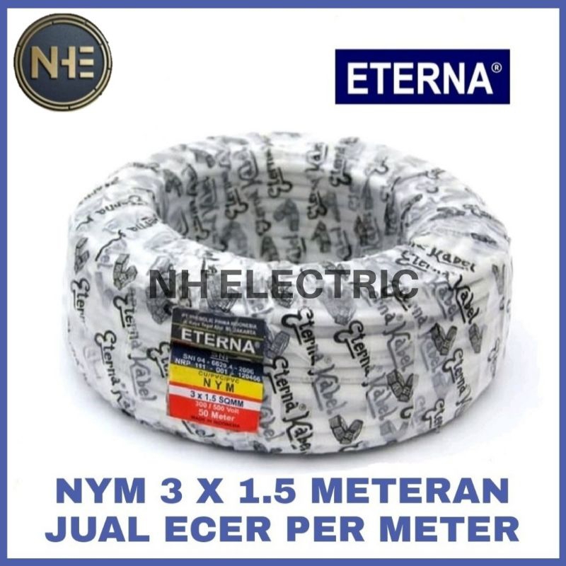 Jual Kabel Eterna Nym Kawat Tembaga 3x1 5mm² Putih SNI Kabel Listrik