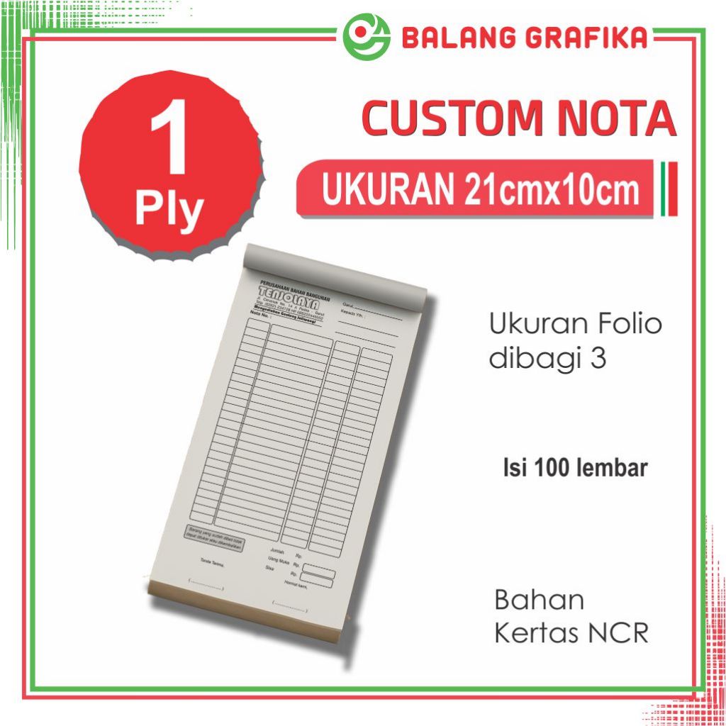 Jual Nota Custom Faktur Surat Jalan Kwitansi Bon Toko Laundry Ukuran