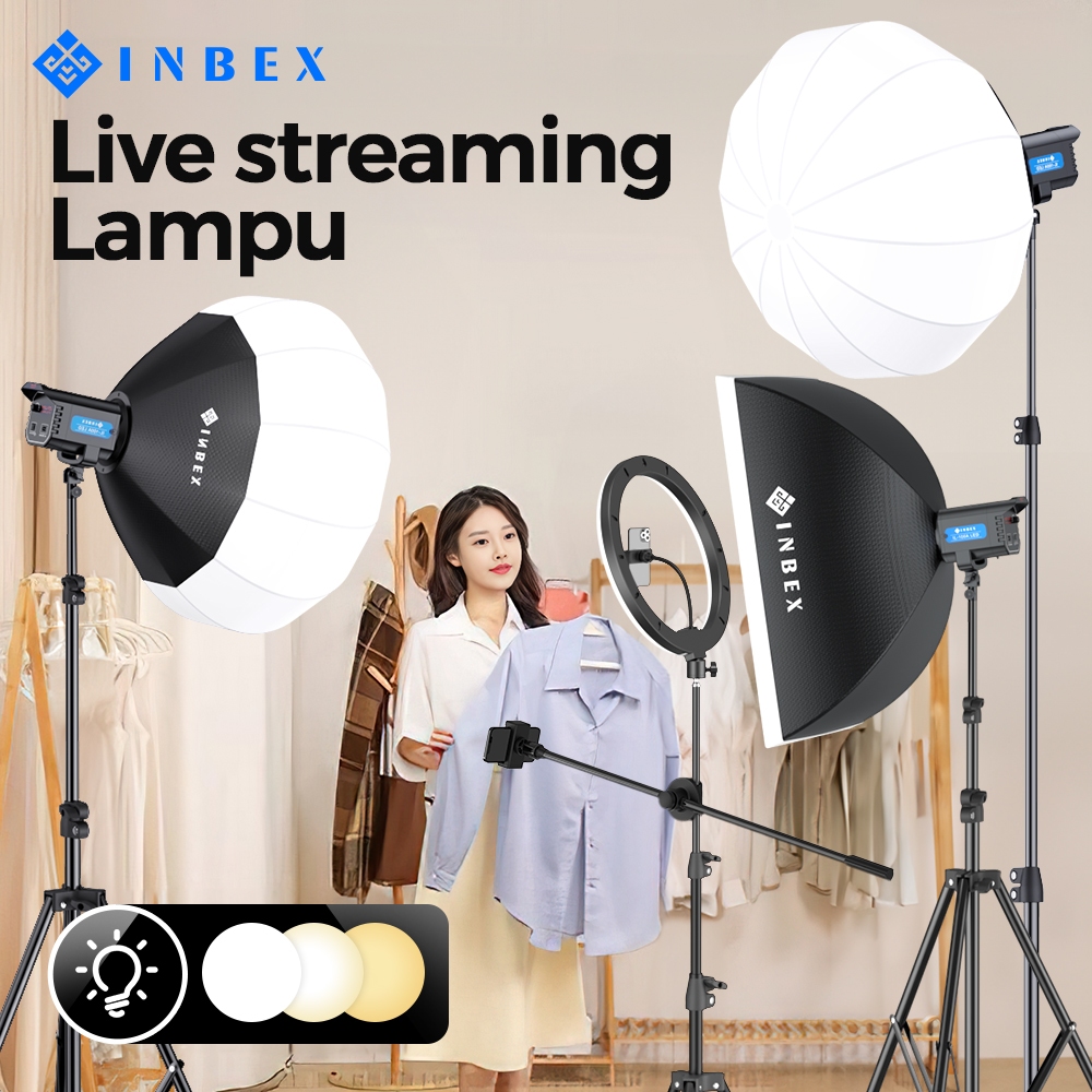 Jual INBEX Lampu Foto Fotografi IL 100A LED Softbox Lighstand Paket