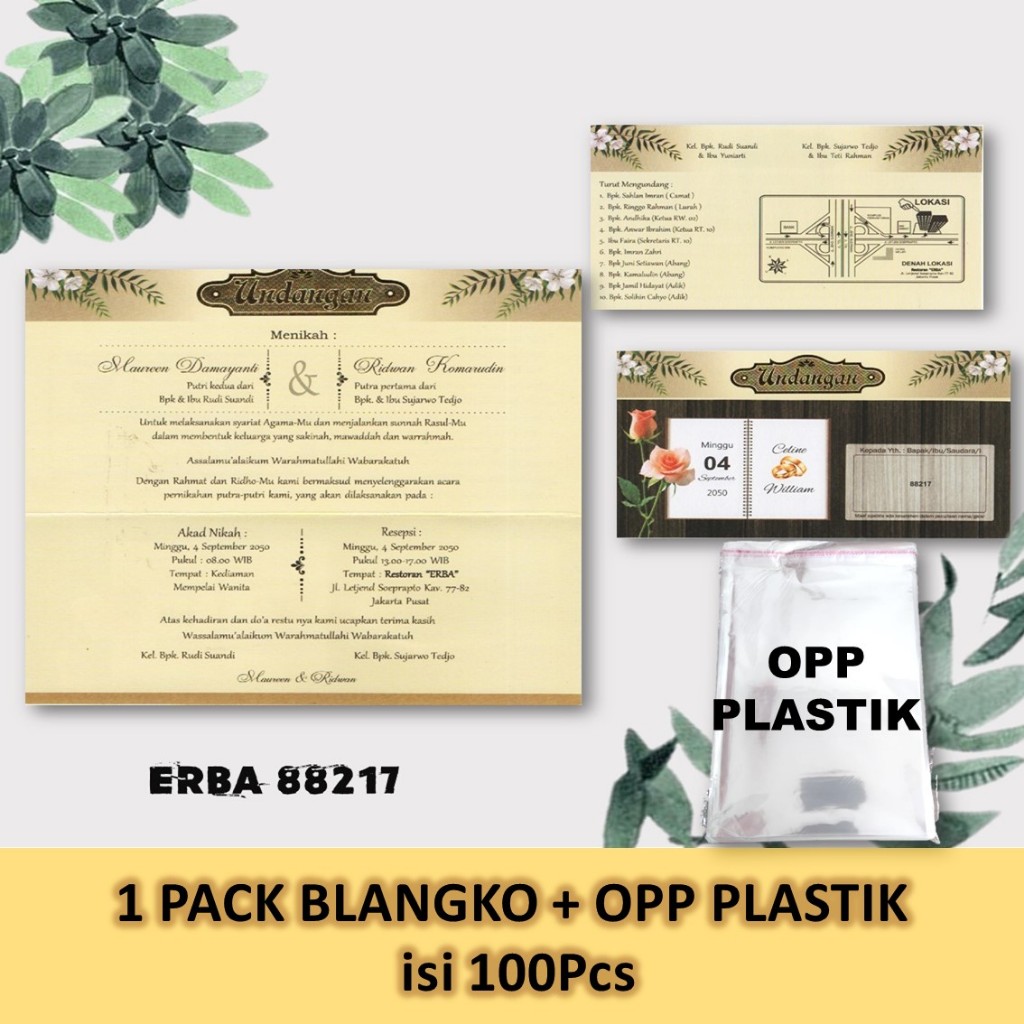 Jual Erba Blangko Kosong Undangan Plastik Opp Shopee Indonesia