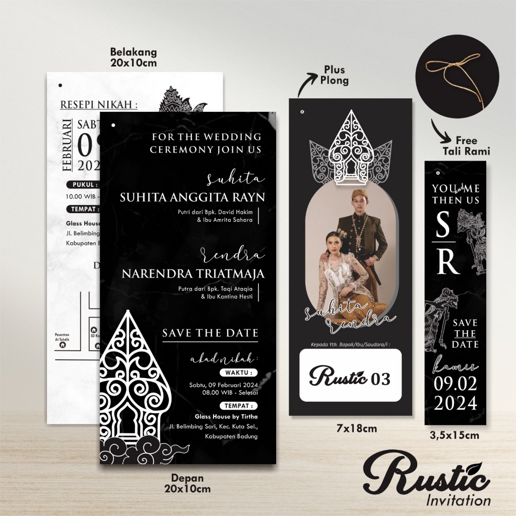 Jual UNDANGAN PERNIKAHAN RUSTIC TALI SIMPLE MURAH RUSTIC INVITATION