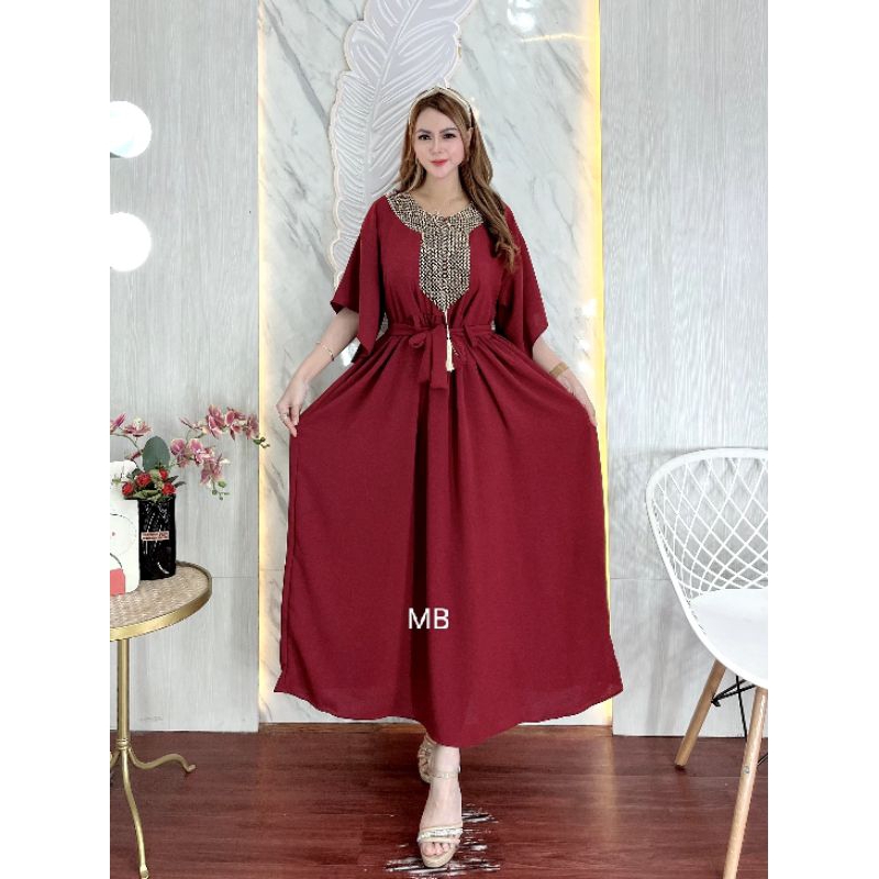 Jual DRESS KAFTAN MODEL TERBARU CRINGKEL AIRFLOW RENDA SULTAN KAFTAN