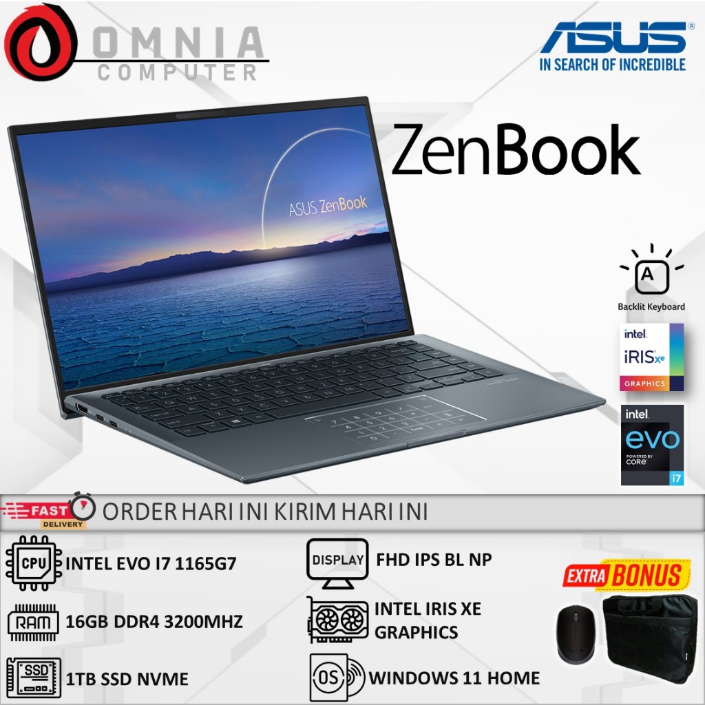 Jual Laptop Slim Asus Zenbook 14 UX435EAL Intel Evo I7 1165G7 16GB 2TB